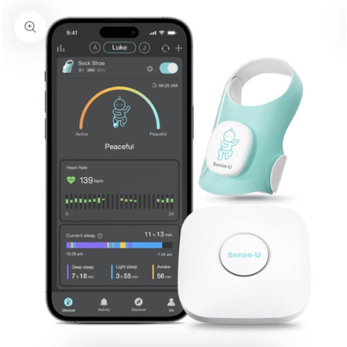 Sense-U Baby Sock Shoe Baby Monitor-Track Heart Rate, Sleep, Movement