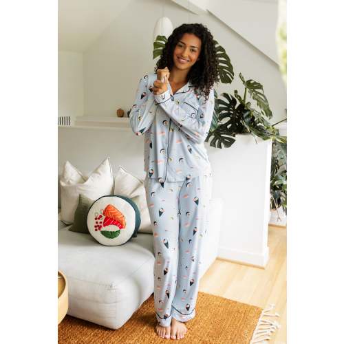 Long-Sleeved Women's Pajama Set in Ice Sushi