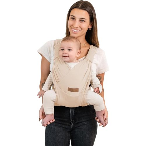 Moby Baby Duet Carrier Easy-Wrap for Newborns to Toddlers, Infant Sling Carrier, Lightweight & Hands Free Design for Mom and Dad, Adjustable for All Body Types Feather