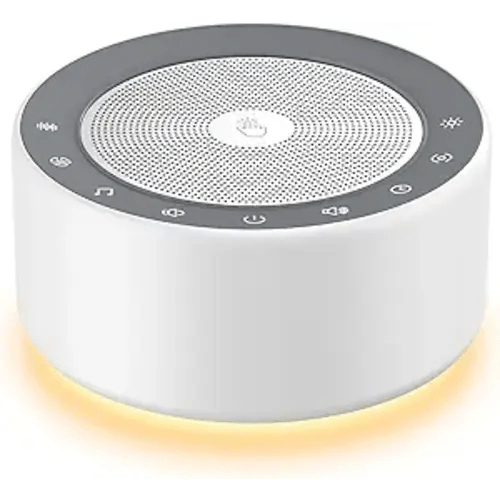 Kipcush White Noise Machine with Night Light – Nursery Sound Machine with Soft Non-Glare Lamp, 30 Soothing Sounds, 8 Color Lights, Up to 8-Hour Timer for Baby & Adults
