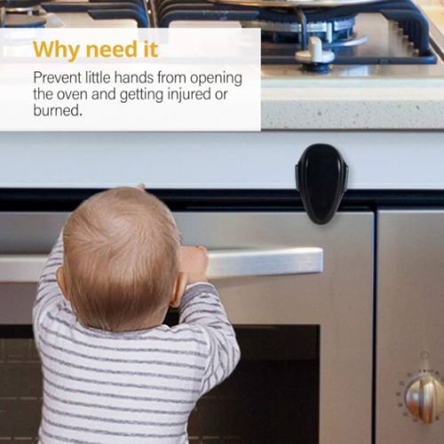 Mom's Choice Gold Awards Winner - EUDEMON 1 Pack Childproof Oven Door Lock, Oven Front Lock Easy to Install & Heat-Resistant Material no Tools Need or Drill (Black)(ONLY for Flat Surface)