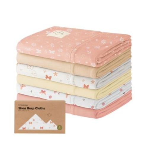 6pk Shea Baby Burp Cloths for Baby Boys and Girls, Burping Cloths for Babies, Newborn