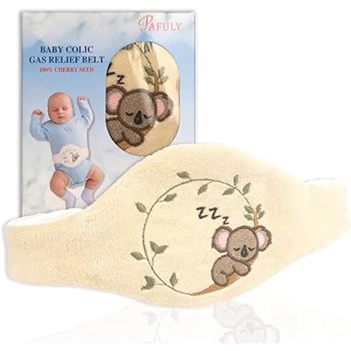 Baby Colic Gas and Upset Stomach Relief for Newborns-100% Cherry Seed-Heated Tummy Wrap-Colic Baby Swaddling Belt for Natural Relief–Soothing and Calming (Beige)