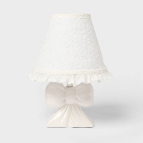Bow Kids' Table Lamp with Ruffled Shade Cream - Pillowfort™