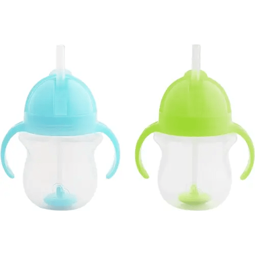 Munchkin Click Lock 7 Ounce Weighted Flexi-Straw Cup (2 Count, Green/Blue)