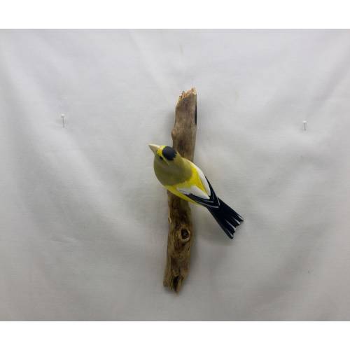 Evening Grosbeak - left facing. Handcrafted, carved  wooden bird, painted bird, home decor, wall decor, Made in USA