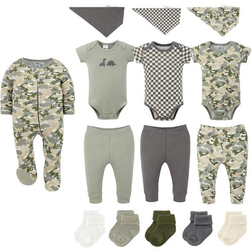 The Peanutshell 15pc Baby Clothes Set - Newborn, 3-6, 6-9 - Offroad Dino
