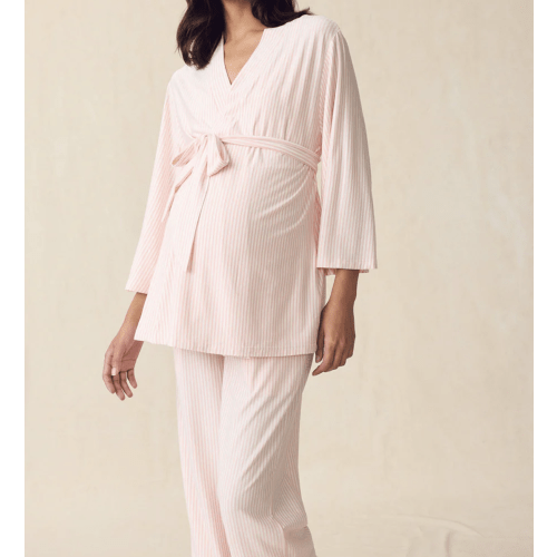 LAKE | Women | DreamModal® Pajamas | English Rose Pencil Stripe Maternity Kimono Bundle