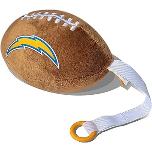 Los Angeles Chargers Plush Football Pacifier Holder by Smilo - Officially Licensed NFL Soother Holder - Soft Plush Toy and Dummy Holder - Fits Any Pacifier - Stroller Accessory & Newborn Essential