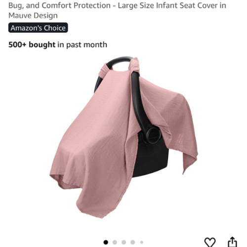 Comfy Cubs Baby Car Seat Cover - Soft, Breathable Bamboo Rayon and Muslin Cotton Blend - Lightweight Canopy for Sun, Bug, and Comfort Protection - Large Size Infant Seat Cover in Bold Blush Design