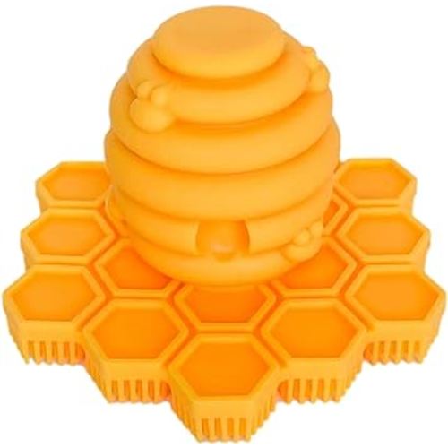 Big Bee, Little Bee - Kids Original ScrubBEE, 100% Silicone Childrens Bath Scrubber, Promotes Effective Independent Hand & Body Washing, As Seen on Shark Tank (Marigold)