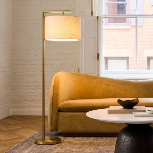 Brightech Montage Modern (Includes LED Light Bulb) Arc Floor Lamp Antique Brass, 800 Lumens, 3000K, UL Listed, Alexa-Compatible