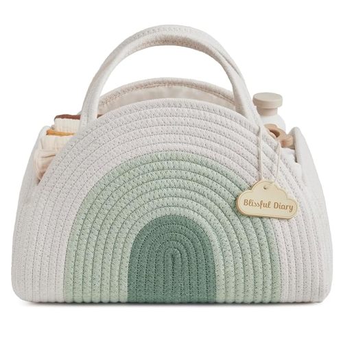 Blissful Diary Baby Diaper Caddy Organizer - Mint Rainbow
