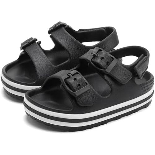 Toddler Buckle Sandals Open Toe Water Sandal with Adjustable Back Strap for Boys Girls