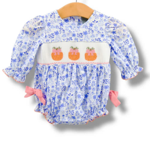 Pumpkin Smocked L/S Bubble – Kristin Lynn Kids