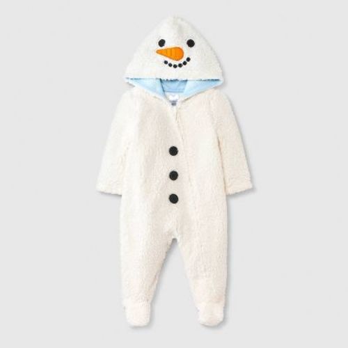 Baby Snowman Christmas Cozy Pram Bodysuit - White