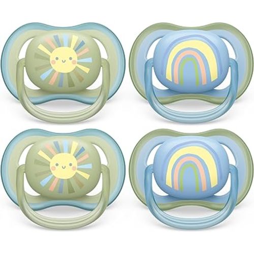 Philips Avent Ultra Air Pacifier - 4 x Light, Breathable Baby Pacifiers for Babies Aged 0-6 Months, BPA Free with Sterilizer Carry Case (Model SCF085/49)