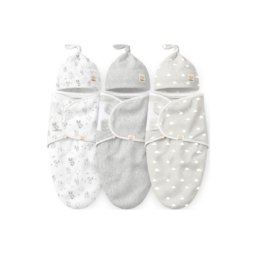 3-Pack Soothe Swaddle Wraps with Knot Hats