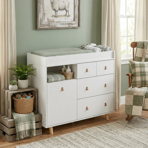 George Oliver Stroman 45'' Wide Baby Changing Table Dresser With 4 Drawers & Reviews | Wayfair