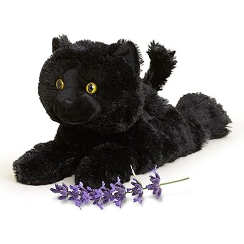 warmies Microwavable & Weighted Stuffed Animals, Black Cat - Heated Stuffed Animal Plushie for Warmth & Comfort - Cute Soft Plush Toys for Adults & Children (Boys, Girls, Babies & Toddlers)