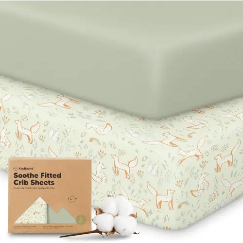 KeaBabies 2-pk Organic Cotton Crib Sheets for Boys Girls 52x28 (Foxtrot)