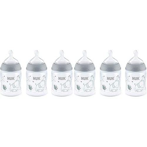 NUK Smooth Flow Anti Colic Baby Bottle, Elephant, 5 Ounce (6 Pack)