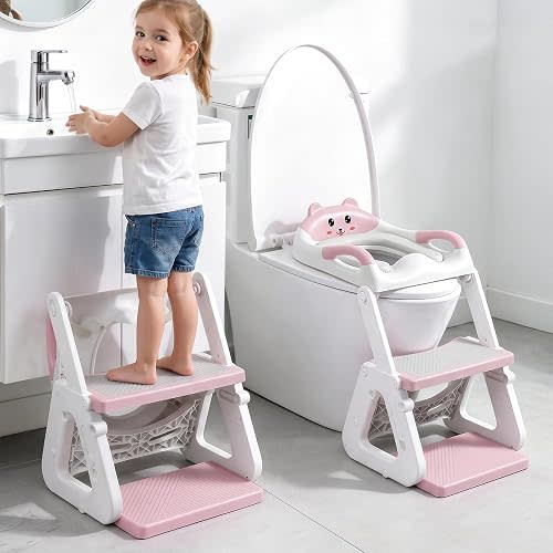 Orzbow Potty Training Seat with Step Stool, Toddler Toilet Seat with Ladder