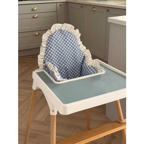 Vintage Blue Ruffle High Chair Cushion Cover - Fits Ikea Antilop
