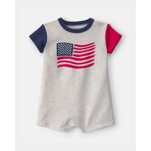 Baby American Flag Short-Sleeve Romper - Grey/Blue/Red | Carter's