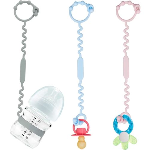 Toy Straps for Baby, Silicone Toy Straps for Stroller, Toy Safety Straps for Toy, Sippy Cup Straps, Adjustable Toy Holder for Stroller, High Chair - BPA Free (A-multi-5pk)