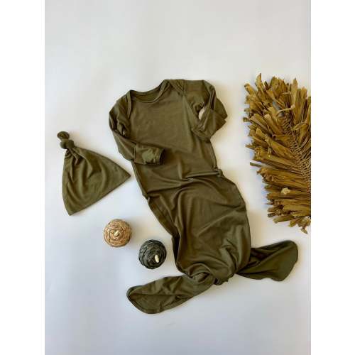 Knotted Gown with Hat | Olive – Three Peas