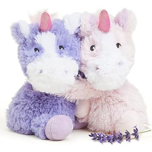 warmies Hugs Duo Microwavable & Weighted Stuffed Animal, Unicorn - Heatable Comfort & Freezable Relief Stuffed Animal Duo - Weighted Plush for Adults & Children (Boys, Girls, Babies, Toddlers)
