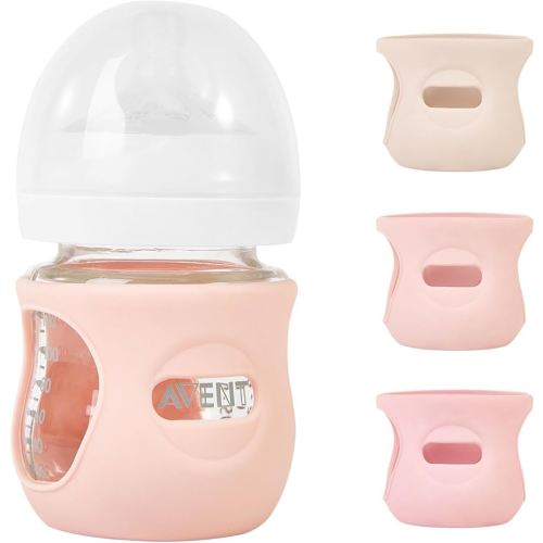 3 Pack Silicone Sleeves for Philips Avent Natural Glass Baby Bottles, Anti Breakage Baby Bottle Holder for Baby Girls, Compatible Philips Avent Glass Natural Baby Bottle, 4 oz