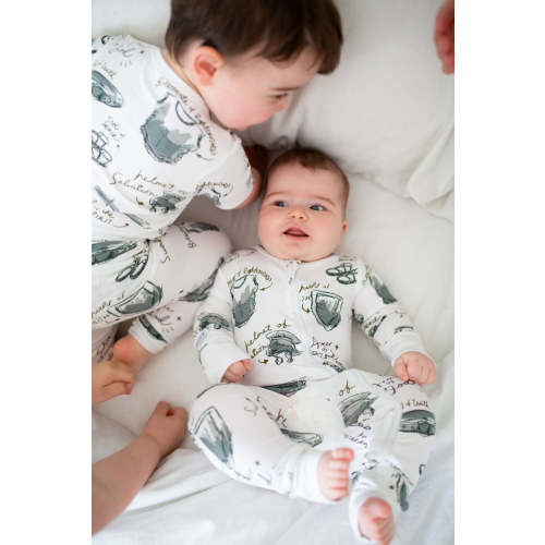 Armor of God White PJ Footless Onesie Bamboo