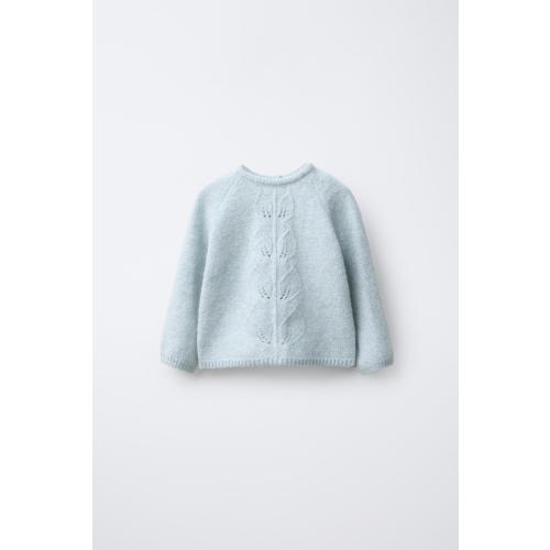 LEAF KNIT SWEATER - Aquamarine 6-9 months| ZARA United States