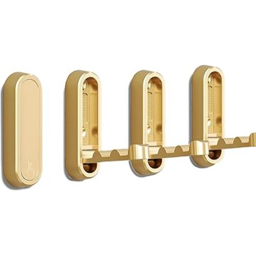 4 Pack Folding Coat Hook, Gold Zinc Alloy Folding Wall Hooks for Hanging Coats, Towels, Hats, Bags, Keys, Christmas Socks & Wreaths, Up to 55 lbs/25 kg, Easy Wall Mount Installation