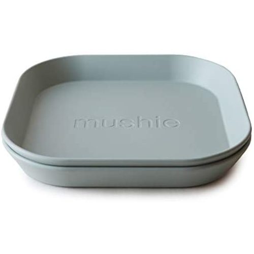 mushie Square Dinnerware Plates for Kids | Made in Denmark, Set of 2 (Sage)