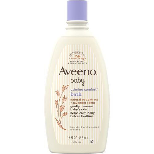 Aveeno Baby Nighttime Calming Comfort Bath, Baby Body Wash for Skin & Hair with Natural Oat Extract, Soothing Lavender & Vanilla Scent, Tear-Free Formula, No Added Parabens & Phthalates, 18 Fl Oz