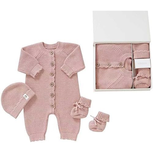 Organic Cotton Baby Sweater Knit Romper Hat Booties 3 Piece Newborn Infant Set LongSleeve Cute Outfit Boy Girls Clothe