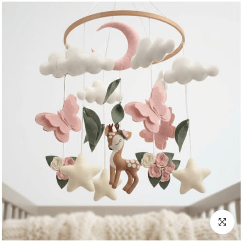 Woodland Deer & Butterfly Nursery Mobile | Baby Shower Gift - Cozybabywear