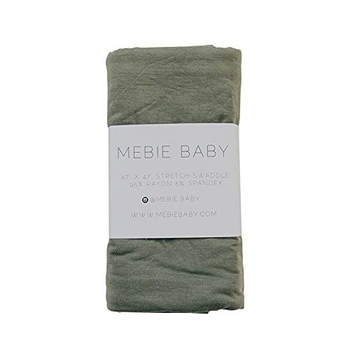 Mebie Baby Olive Stretch Swaddle, Modern and Neutral Swaddle Blanket for Baby Girl or Boy, Soft Baby Blankets, Newborn Swaddle Blanket, 0-3 Month, Comfy Wrap, Baby Essentials & Gifts (47" x 47")