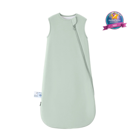 All Season Sleeveless Sleep Sack 1.0 TOG - Organic Cotton & Camel Wool -Pea Green
