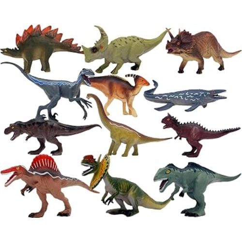Gemini&Genius T-rex Spinosaurus Velociraptor Mini Dinosaur Toys for Kids, Mosasaurus Stegosaurus, Brachiosaurus Dino Toys, Great for Kids Gifts, Stocking Stuffers (12Pcs)