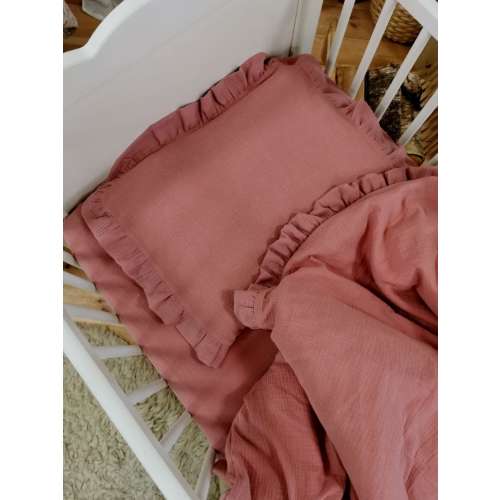 Organic Muslin Crib Bedding Set: Ruffle Duvet Cover and Pillowcase