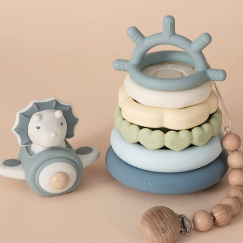 Dino Stacking Teething Toys | Baby Stack Rings | Moonkie
