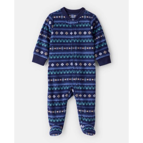 Baby Boy Fair Isle Fleece Long-Sleeve Loose Fit Sleep & Play Pajamas | Carter's