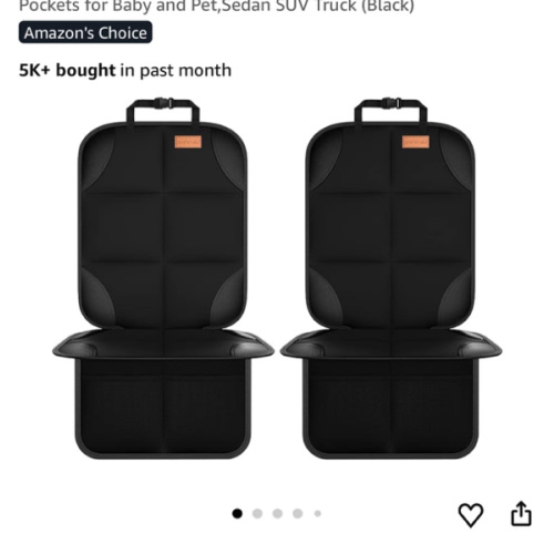 Car Seat Protector, Large Auto Protector for Child Seats with Thickest Padding and Non-Slip Backing Mesh Pockets for SUV, Sedan, Truck, Leather and Fabric - Black