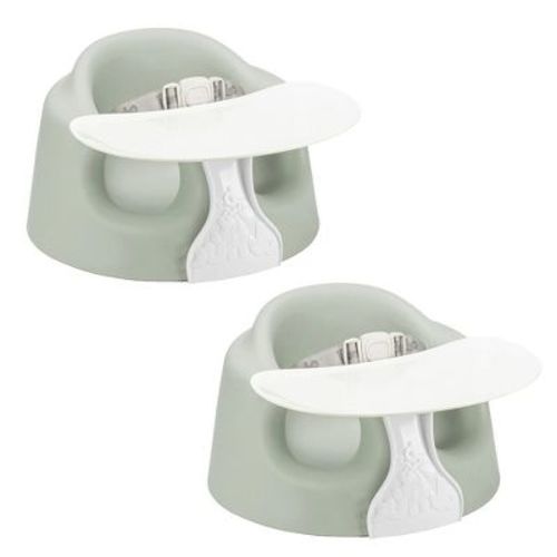 Bumbo Infant Floor Seat PLUS+ Sit Up Chair, Adjustable Harness, Agave, 2 Pack