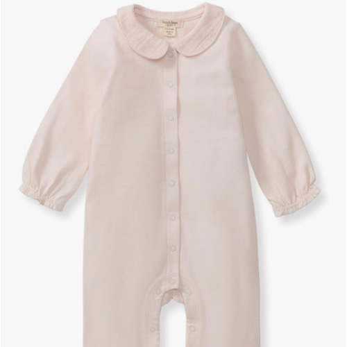Burt's Bees Baby Girls Long Sleeve Jumpsuit with Collar, 100% Organic Cotton Romper One-Piece Outfit Coverall