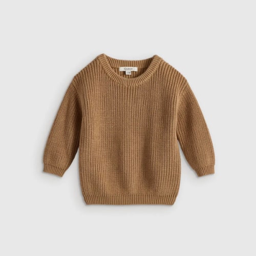 100% Organic Cotton Fisherman Tunic Sweater  in Camel - 3-6M